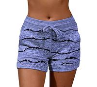 Kurze Hose Damen Sommer Hose Damen Elegant High Waist Hose Damen Karo Hose Biker Shorts Damen Damen Kurze Strand Wassersport Boardshorts Schnell Trocknendes Shorts Mit Tasche Streifen Blau M