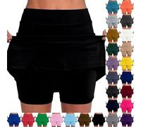 Kurze Hosen Damen Sommer Damen-Taschenhose, einfarbig, mittlere Taille, Culottes, Kurze Röcke, Röhrenhose Damens Hosen Stretch Rock Mit Hose Drunter Kurz 2 In 1 Shorts