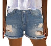 Kurze Hosen Damen Sommer Short Kurze Hot Hose High Waist Jeans Knielang Paperbag Hotpants Jorts Pants Curvy Summer Jeanshose Latzhose Chino