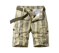 Kurze Hosen Herren Cargo Arbeitskleidung Gestreifte Shorts Für Männer Fünf-Punkte-Freizeitshorts Baumwolle Hose Jogginghose Kurz Cargohose Cargohosen Sommer Bermuda Große Größen Bermudas Khaki 28