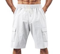 Kurze Hosen Herren Cargo Arbeitsshorts Mit Taschen Komfortable Bermuda Dreiviertel Sommer Trekkinghose Arbeitshosen Männer Kurz, Große Größen Freizeit Camo Cargohose Stretch Golfhose Kleidung weiß XXL