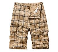 Kurze Hosen Herren Cargo Shorts Herrenhose Mit Mittlerer Taille Cargohose Solide Spleißtasche Kordelzug Einfarbig Lose Hose Kurz Seitentasche Baggy Bermuda Sporthose Männer Hose Khaki 28