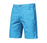 Kurze Hosen Herren Cargo Shorts Sommer Cotton Casual Fashion European Und American Straight Slim Cropped Pants Large Solid Color Sports Tooling Hose Sport Arbeitshosen Männer Kurz Arbeitshose Hellblau