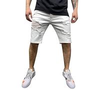 Kurze Hosen Herren, Jeans Shorts Herren Sommer, Destroyed Kurze Jeanshose Slim Fit Stretch Bermuda Shorts Jeanshosen Mit Reissverschluss Retroshorts Leichte Outdoor Herrenjeans Zerrissen Jeansshorts