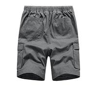 Kurze Hosen Herren Sommer Boardshorts Multi Taschen Cargohose Baggy Shorts Männer Bermuda Shorts mit Kordelzug Hose Baumwolle Arbeitshose Gummibund Lässig Hose Herren Wanderhose(#B Dunkelgrau,5XL)