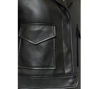 Lederimitatjacke COMMA Gr. 46, grau (grau, schwarz), Damen, Obermaterial: 100% Polyester. Futter: Polyester, unifarben, Jacken, mit Reverskragen (91144013-46) grau, schwarz