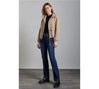 Kurzjacke STREET ONE, Damen, Gr. 44, beige (desert beige), Stoff, Obermaterial: 62% Polyester, 38% Baumwolle; Futter: 100% Polyester, unifarben, casual, comfort fit kurz, hoch geschlossener Ausschnitt