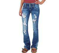 Kurze Jeans Damen, Jeans 3/4 Damen Sommer, Baumwoll Stretchy Herz Bedruckte Zerrissene Distressed Flare Modische Denim Hosen Casual Jeanshosen 40, Black Friday Angebote 2025 Ab Wann