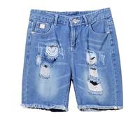 Kurze Jeans Herren Destroyed, Herren-Shorts Jeans Sommer, Push Up Low Waist Kurze Jeanshose Slim Fit Stretch Zerrissen Bermuda Shorts Jeanshosen Mit Taschen Retroshorts Sommerjeans Flex Jeansshorts
