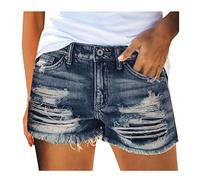 Kurze Jeanshose Damen Hosen Paperbag Knielang Short Boyfriend Damen-Shorts Kurz Sommer Jeanshose Jeanshosen Kurze Schwimm Grau Jorts Jeansshorts Latzhose
