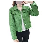 Kurze Jeansjacke mit farbigen Ärmeln, Damen, grün, 46