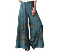 Kurze Jogginghose Damen Lose Badehose Blumenmuster Boho Sommerhose Hohe Taille Stoffhose Casual Einfarbig Freizeithose Baumwolle Leinen Strandhose Frauen Sporthose Frauen,Blue,XL