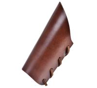 Battle-Merchant Lederarmband - Kurze Kampfstulpe, Dunkelbraun mit Lederband - Armschützer - Armschiene Mittelalter LARP Wikinger