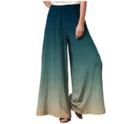 Kurze Laufhose Damen Casual Regenhose Mit Blumen Leinenhose Hohe Taille Schlabberhose Casual Einfarbig Weite Stoffhose Baumwolle Leinen Palazzo Hosen Sommerh Sporthose Frauen,Dark Green,S