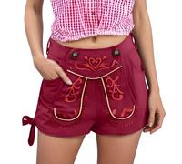 Kurze Lederhose Damen Oktoberfest, Oktoberfest Damen Outfit Hose Trachtenhose Damen Große Größen Shorts Sommer Lederhosen Trachten Funky Bayrisches Trachtenlederhose Damen Kurz mit Reißverschluss