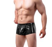 Kurze Lederhose für Herren Schwarz Boxershorts Lederhose PU Leder Wetlook Kunstleder Kurze Shorts Punk Clubwear Biker Rocker Motorrad Shorts Männer Hot Pants Sexy Short