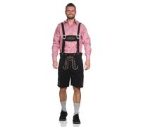 Kurze Lederhose im Trachtenstil mit Träger und Knopfleiste schwarz, 60