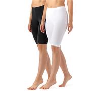 Merry Style Damen Kurze Leggings aus Viskose 2 Pack MS10-145 (Schwarz/Weiß (2Pack), M)