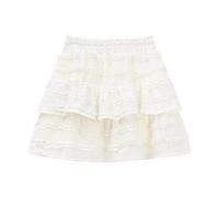 Kurze Röcke Für Damen - Süßer Süßer Flauschiger A-Linien-Rock Im Sommer Im Koreanischen Stil Mit Hoher Taille Und Rüschen Unregelmäßige Baumwolle Lässiges Temperament Streetwear Beige S