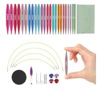 Kurze Rundstricknadeln Set Austauschbar, 5cm Mini Rundstricknadeln mit Tasche und Zubehör, 12 Nadeldurchmesser 3 - 8 mm, 4 Längen Verstellbar 20-40 cm, Aluminium Häkelnadel Set (12 Paare)