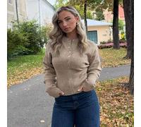 Kurze, schlanke, vorderseitig geknöpfte, einfarbige, langärmlige, einfache, lässige Strick-Cardigan, Pullover, kurzer Damenpullover, Damenpullover, St