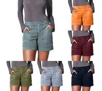 Kurze Shorts für Damen mit Taschen, Bermuda Shorts Damen Stretch Chino Hosen Kurze Retroshorts Lässige Leichte Elastische Shorts Einfarbige Workout Shorts Party Strand Urlaub Short
