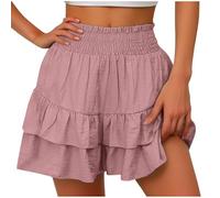 Kurze Sommerhose Damen Elegante Warehouse Deals Angebote Musselin Hose Lockere Shorts Aus Baumwolle Und Leinen Mit Hoher Taille Und Plissiertem Saum Jogginghose Leicht Luftig Leinenhose Stoffhose