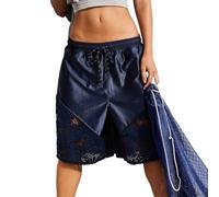 Kurze Sporthose Damen Weites Bein, Schwarze Kurze Hose Damen Elegant Spitze Sport Shorts Mit Taschen Sommershorts Locker Laufshorts High Waist Freizeitshorts Bermuda Shorts Einfarbig Sweatshorts