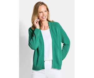 Kurze Strickjacke aus Bändchengarn grün 54