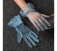 Kurze Vollfinger-Handschuhe für Damen aus transparentem Tüll, leichte Fäustlinge für Komfort und Stil bei formellen Anlässen (blau)