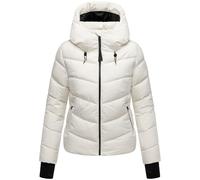 MARIKOO Damen Winterjacke (XS-XXL) - gesteppt mit gefütterter Kapuze - N114 - Offwhite Größe L - Gr.L