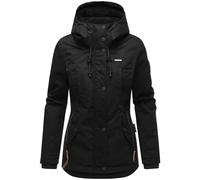 Kurzer Baumwoll-Wintermantel mit Kapuze "Bikoo" Black with black fur XXXL
