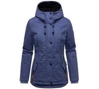 Kurzer Baumwoll-Wintermantel mit Kapuze "Bikoo" Blue Violet with black fur XXXL