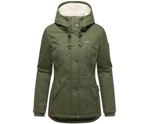 Kurzer Baumwoll-Wintermantel mit Kapuze "Bikoo" Olive Leaf XS