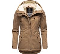 Kurzer Baumwoll-Wintermantel mit Kapuze "Bikoo" Taupe L