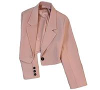 Kurzer Blazer - Kurzmantel Mit Knopf, Kurzer Blazer Für Damen, Lässige, Vorne Offene, Langärmlige Anzugjacke, Vorne Offene Blazerjacke Für Damen (Rosa,L)