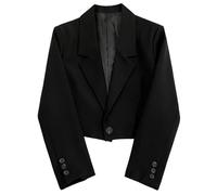 Kurzer Blazer - Kurzmantel Mit Knopf, Kurzer Blazer Für Damen, Lässige, Vorne Offene, Langärmlige Anzugjacke, Vorne Offene Blazerjacke Für Damen (Schwarz,XL)