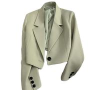 Kurzer Blazer - Kurzmantel Mit Knopf, Kurzer Blazer Für Damen, Lässige, Vorne Offene, Langärmlige Anzugjacke, Vorne Offene Blazerjacke Für Damen (Grün,XL)