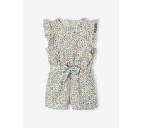 Kurzer Mädchen Jumpsuit mit Volants, Musselin wollweiß Gr. 110 von vertbaudet