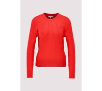 Rundhalspullover TOMMY HILFIGER "CO CABLE C-NK LS SWEATER", Damen, Gr. S (36/38), fireworks, Strick, Obermaterial: 100% Baumwolle, unifarben, regular fit normal, Rundhals, Rippstrickbündchen, Pullover