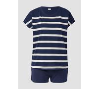 Kurzer Pyjama mit gestreiftem Oberteil 40/42 blau|weiß 6010577.8130.40_42