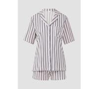 Shorty S.OLIVER, Damen, Gr. 32/34, schwarz-weiß (schwarz, weiß, gestreift), Single Jersey, Obermaterial: 50% Baumwolle, 50% Viskose, gestreift, klassisch, klassisch kurz, tiefer V-Ausschnitt, Kurzarm