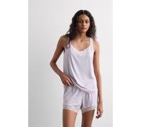Kurzer Pyjama Mit Tanktop Aus Modal Mit Spitze Violett L