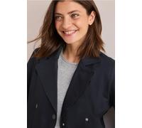 Trenchcoat CECIL, Damen, Gr. XXL (46), blau (schwarz navy blau), Web, Obermaterial: 100% Baumwolle; Futter: 100% Polyester, unifarben, casual, normal kurz, V-Ausschnitt, Langarm Bündchen, Mäntel, mit