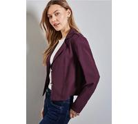 Kurzjacke STREET ONE, Damen, Gr. 42, rot (mulberry rot), Stoff, 93% Viskose, 7% Polyester, unifarben, normal kurz, V-Ausschnitt, Bündchen, Jacken, mit Reverskragen (25310415-42) mulberry rot