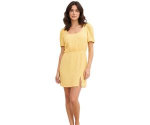 kurzes Damen Shirt-Kleid aus strukturiertem Crêpe Jersey-Kleid Sommer-Kleid 909338 Gelb 40/42