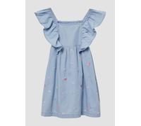 s.Oliver Kurzes Denim-Kleid mit Smok-Detail und All-Over-Stickerei blau 122