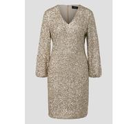 Kurzes Pailletten-Kleid mit Gummizug am Ärmel 46 Beige 2177518.84X4.46