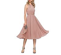Kurzes Partykleider Festlichkleider,Unterhalb des Knies Chiffon-Partykleid in A-Linie,Grey pink B,US2,Cocktailkleid mit Abendkleid Kurz