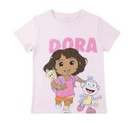 Kurzes T-Shirt für Kinder, Dora La Explorera, Unisex, für Alltag, Schule und Reisen, Helles Pink, 4 Jahre